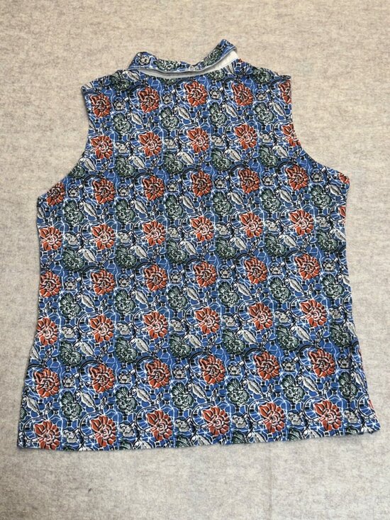 Vintage Arizona Womens Floral Sleeveless Polo Tank Top Shirt Cotton 90s XL - Picture 4 of 9
